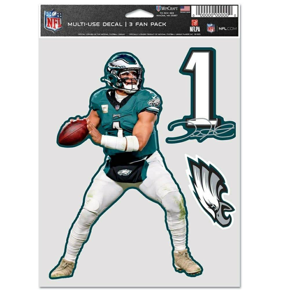 Jalen Hurts #1 Philadelphia Eagles Player NFL Decals Set (3 Pcs.) - Taass US
