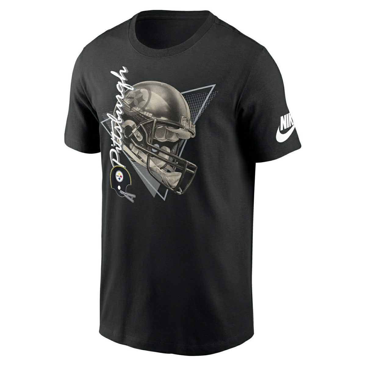 Pittsburgh Steelers Rewind Helmet Essential NFL T-Shirt Black - Taass Online