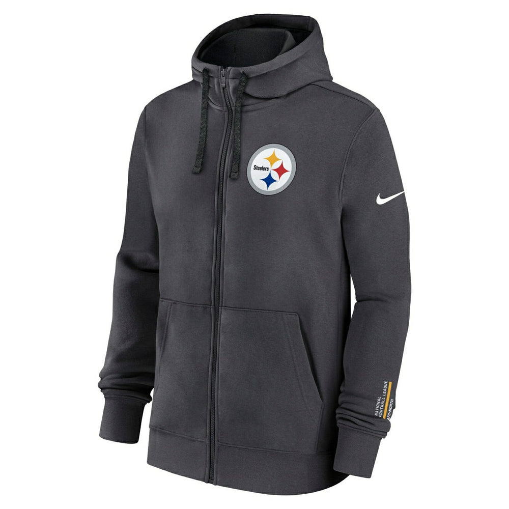 Pittsburgh Steelers Playbook NFL Full-Zip Fleece Hoodie Anthracite - Taass sale
