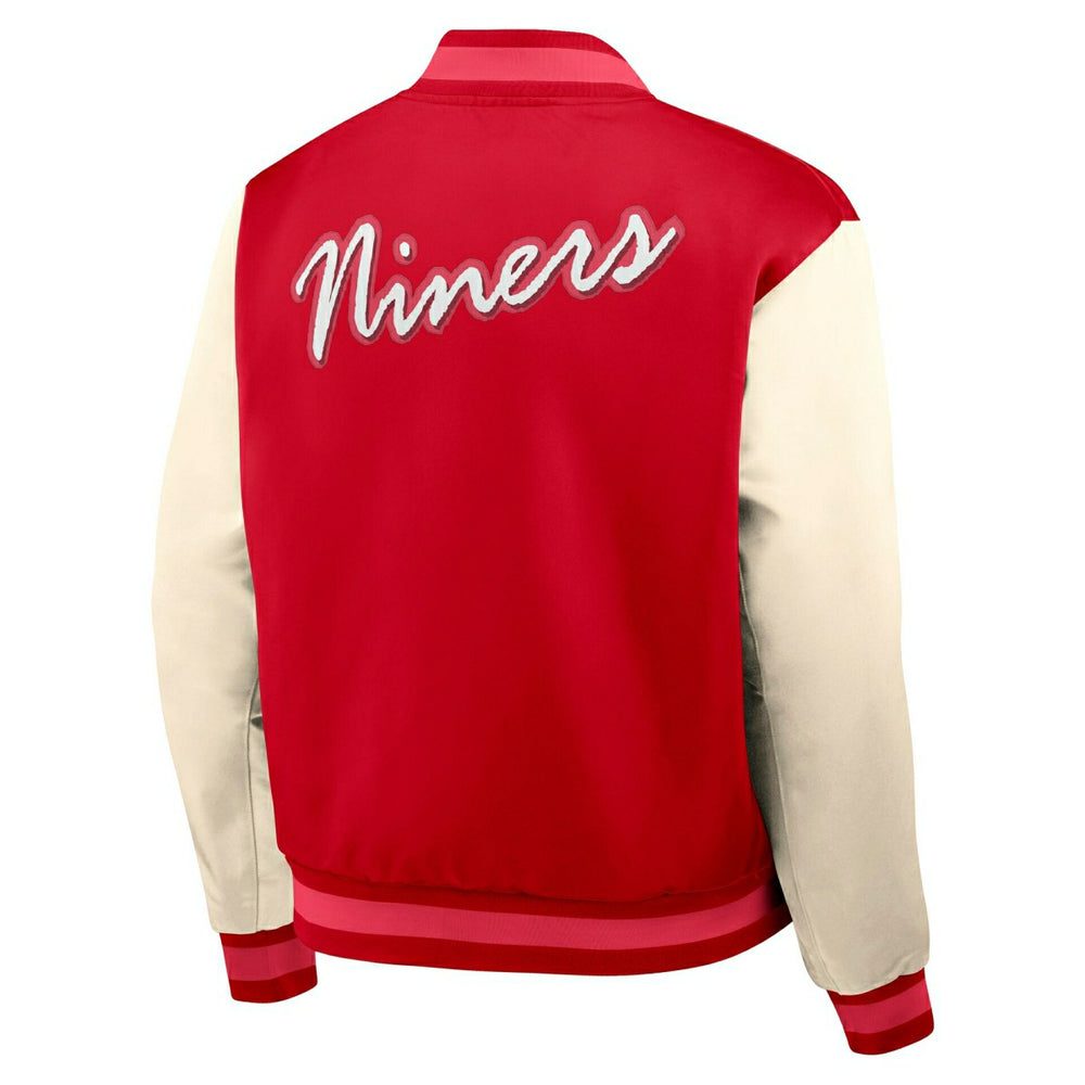 San Francisco 49ers Rewind Legacy Bomber Jacket Red/Cream - Taass sale