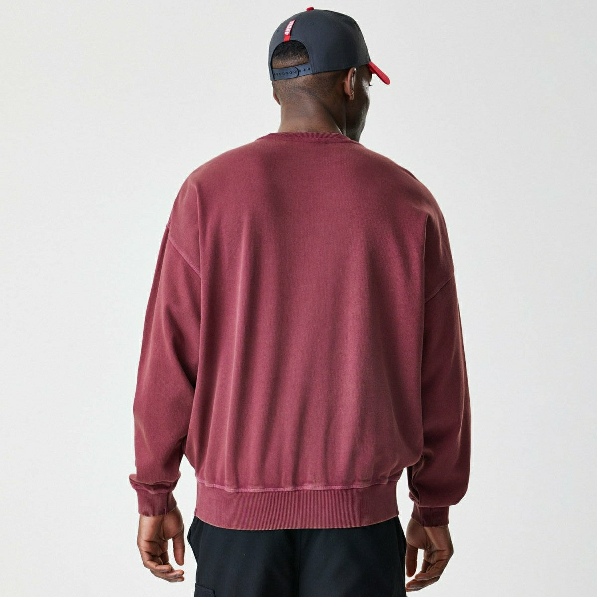San Francisco 49ers Washed Oversized NFL Crew Neck Sweater Red - Taass on sale