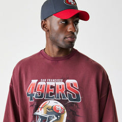 San Francisco 49ers Washed Oversized NFL Crew Neck Sweater Red - Taass on sale