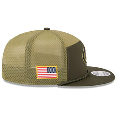 San Francisco 49ers 2025 NFL Salute to Service 9FIFTY Split Panel Trucker Snapback Cap Olive - Taass for sale