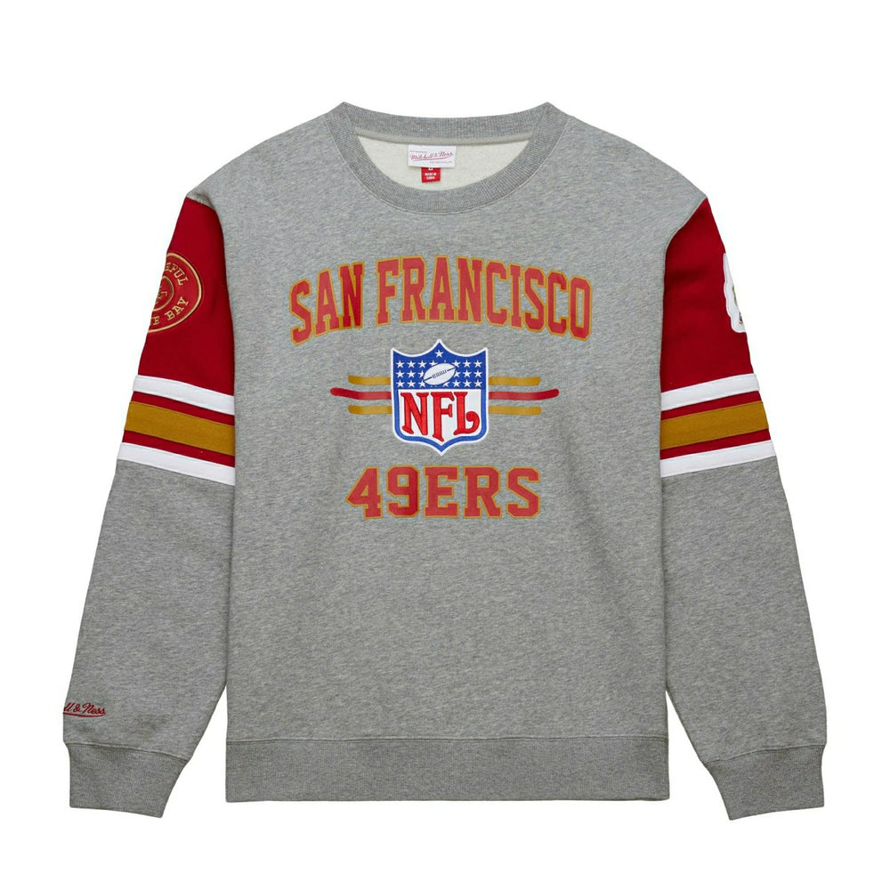 San Francisco 49ers Mitchell & Ness All Over Crew 4.0 NFL Pullover Gray - Taass on sale