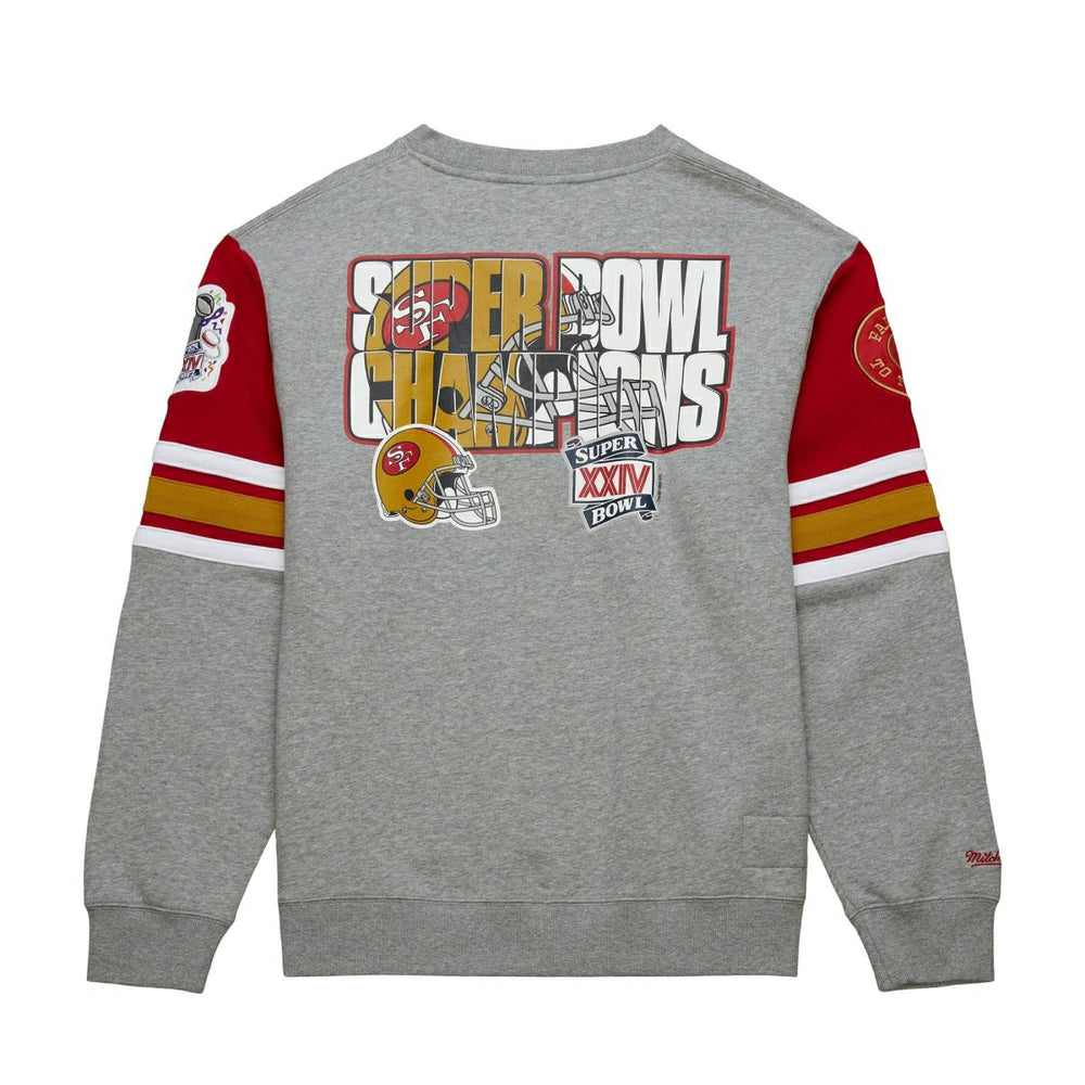 San Francisco 49ers Mitchell & Ness All Over Crew 4.0 NFL Pullover Gray - Taass on sale