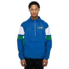 Seattle Seahawks NFL Quarter Zip Windbreaker Jacket Blue - Taass on sale