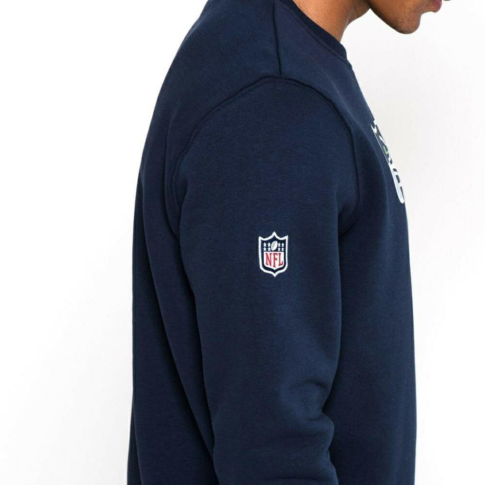 Seattle Seahawks Logo Crewneck New Era NFL Sweatshirt Navy - Taass US