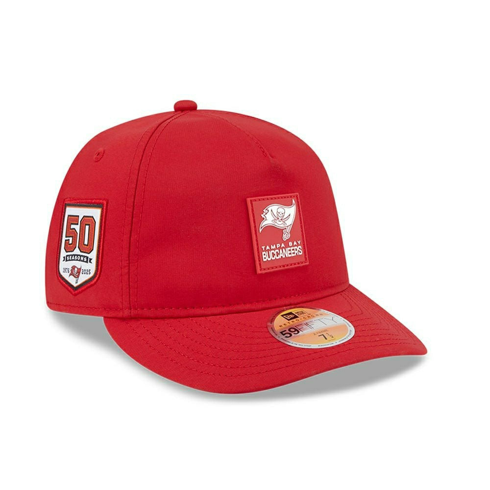 Tampa Bay Buccaneers 2025 NFL On-Field Sideline 59FIFTY A-Frame Fitted Cap Red - Taass sale