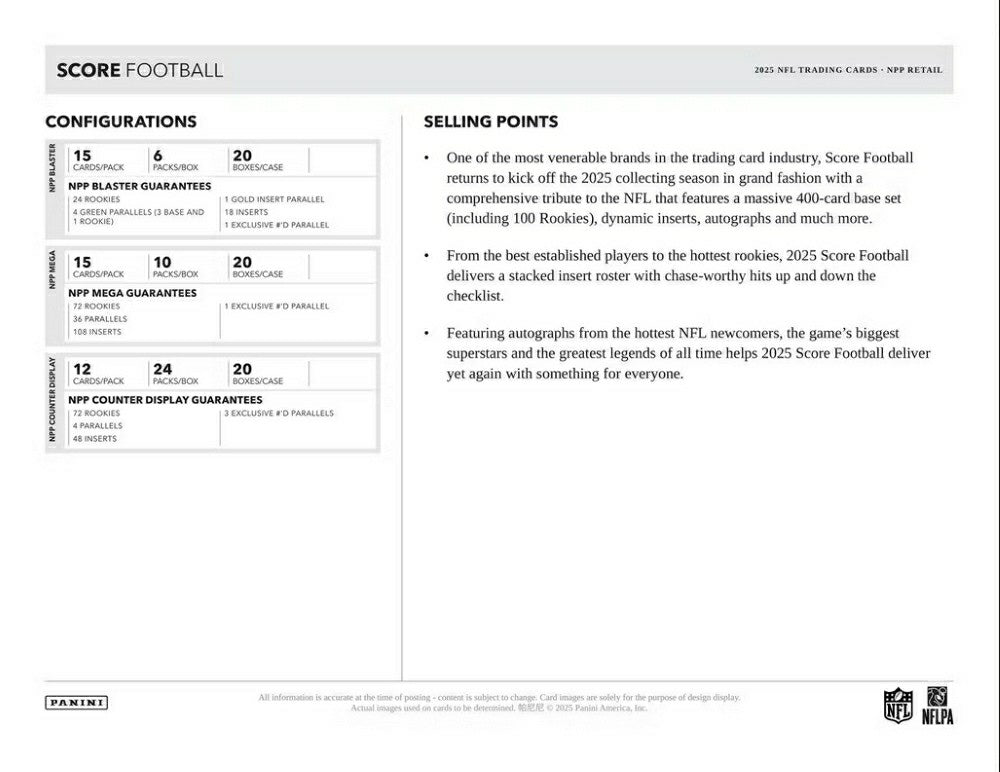 2025 Panini Score Football NFL Mega Box - Taass discount