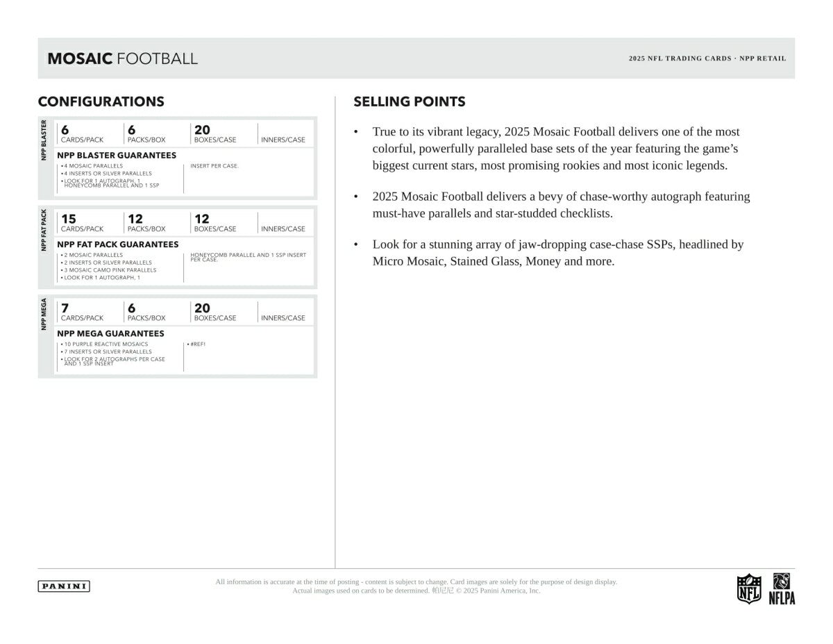 2025 Panini Mosaic Football NFL Fat-Pack - Taass Online