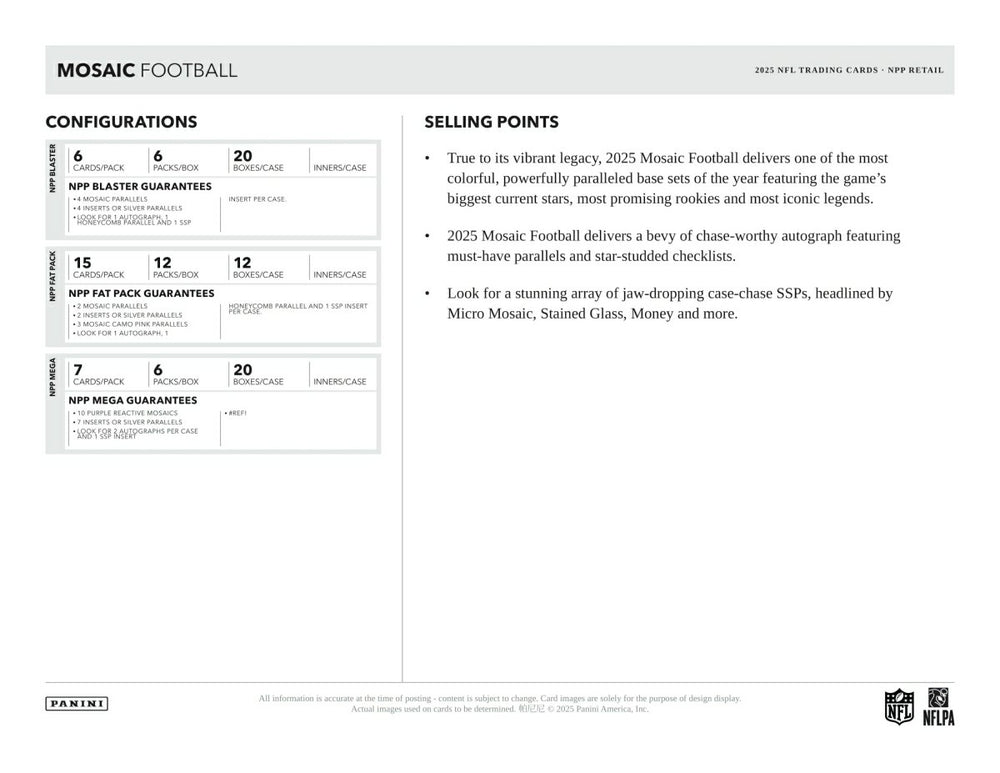 2025 Panini Mosaic Football NFL Fat-Pack - Taass Online