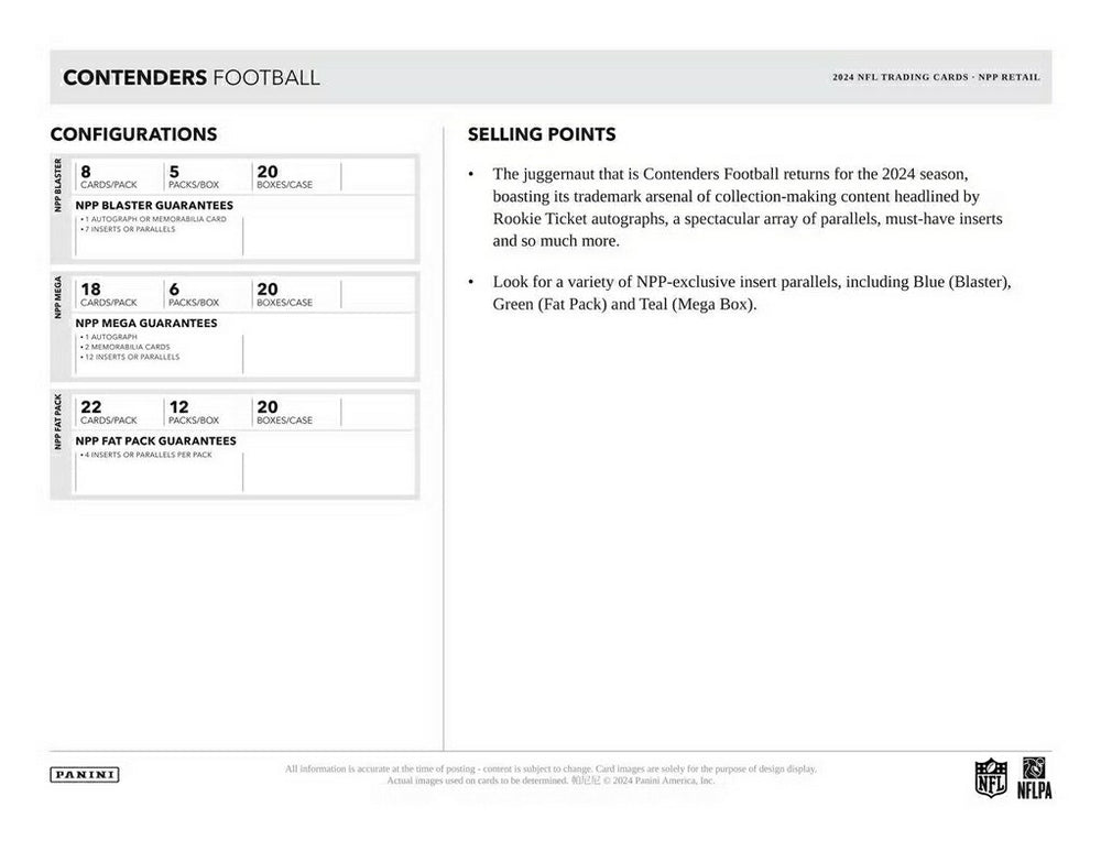 2024 Panini Contenders Football NFL Blaster Box - Taass sale