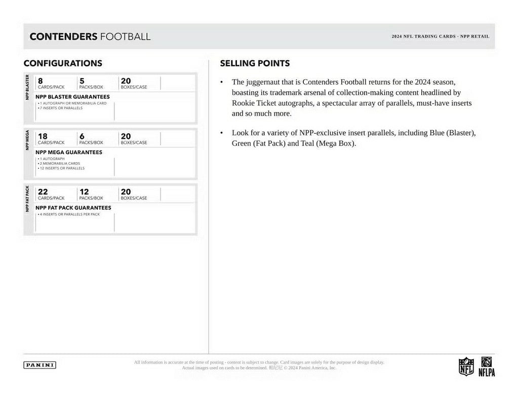 2024 Panini Contenders Football NFL Blaster Box - Taass sale