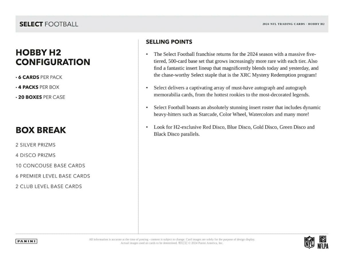 2024 Panini Select Football NFL H2 Box - Taass sale