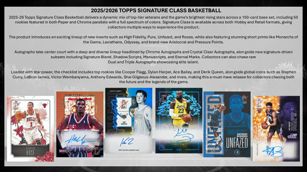 2025/26 Topps Signature Class Basketball NBA Jumbo Hobby Box - Taass US