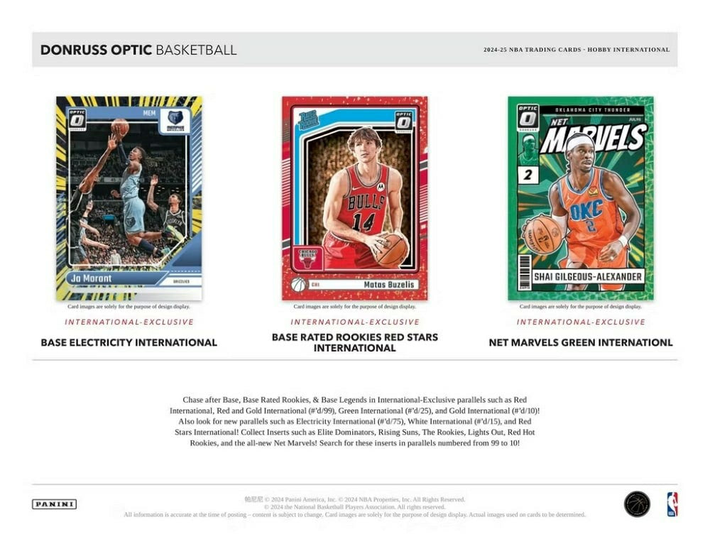 2024/25 Panini Donruss Optic Basketball NBA Hobby International Box - Taass for sale
