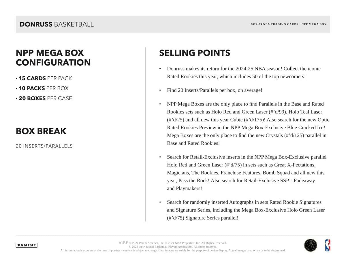 2024/25 Panini Donruss Basketball NBA Mega Box - Taass US
