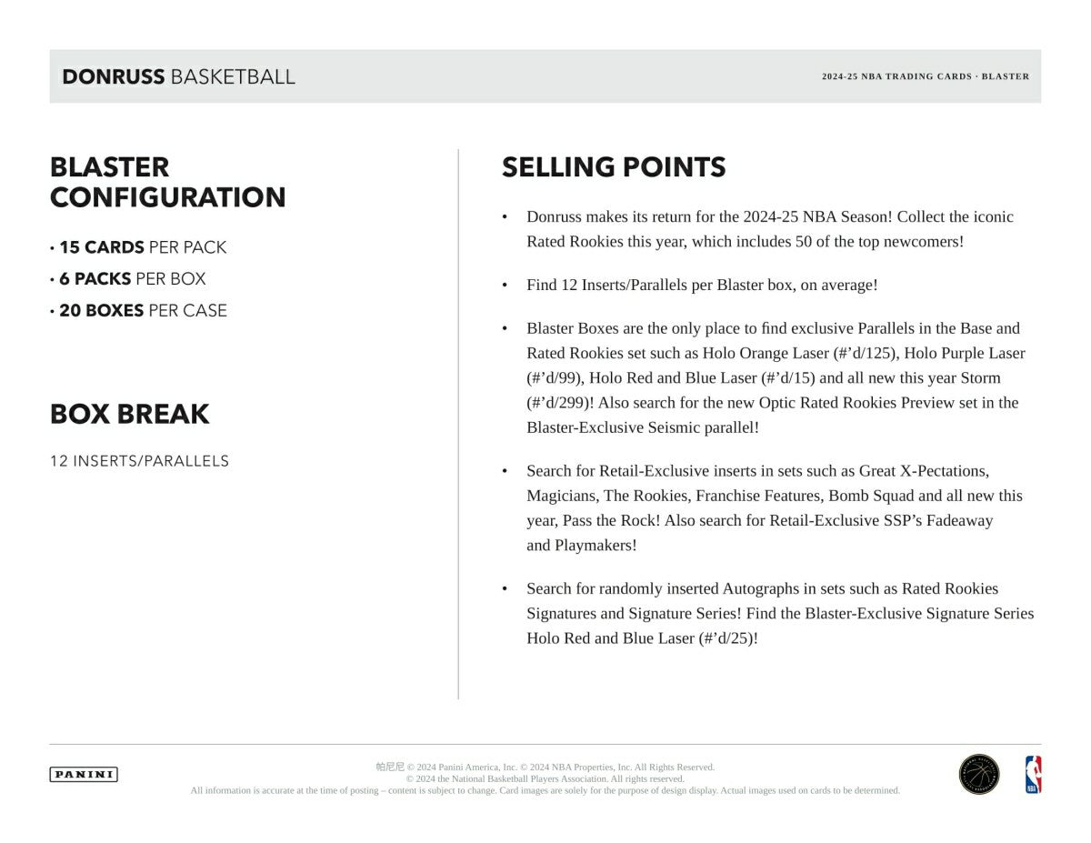 2024/25 Panini Donruss Basketball NBA Blaster Box - Taass for sale