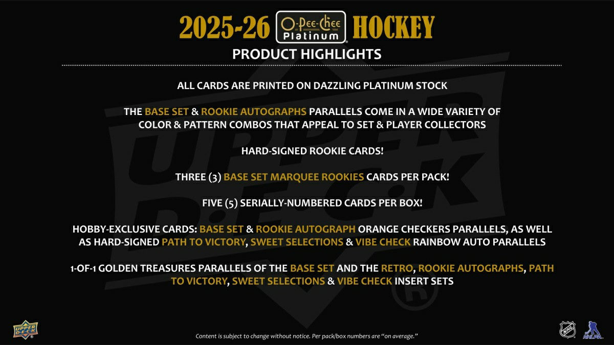2025/26 Upper Deck O-Pee-Chee Platinum Hockey NHL Hobby Box - Taass for sale