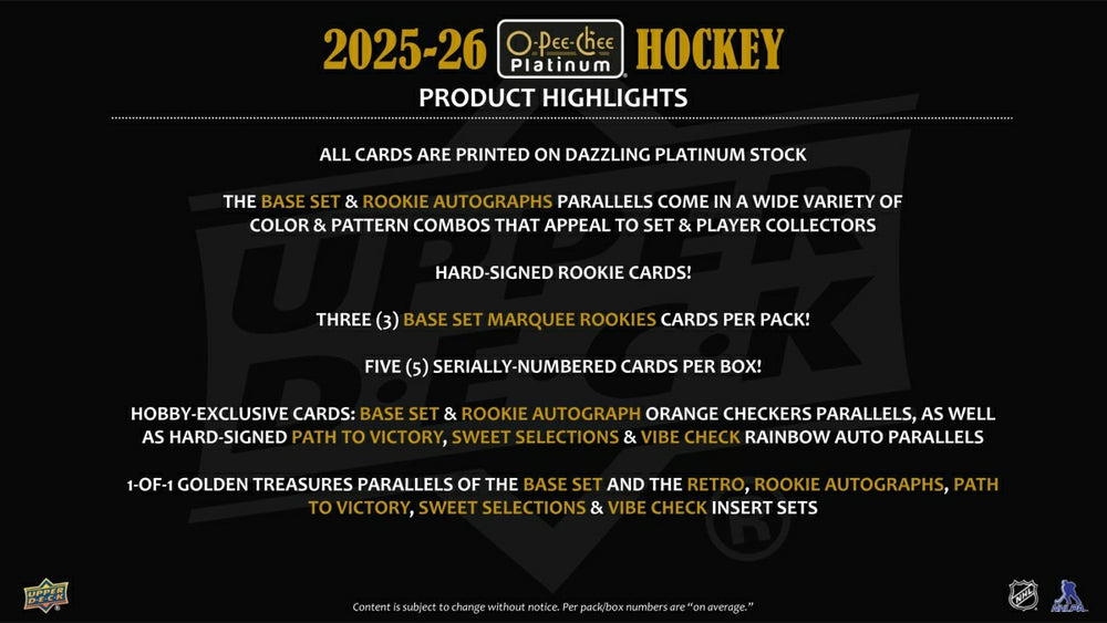 2025/26 Upper Deck O-Pee-Chee Platinum Hockey NHL Hobby Box - Taass for sale
