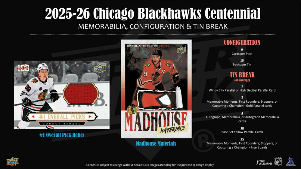 2025/26 Upper Deck Chicago Blackhawks Centennial Hockey NHL Hobby Box - Taass discount
