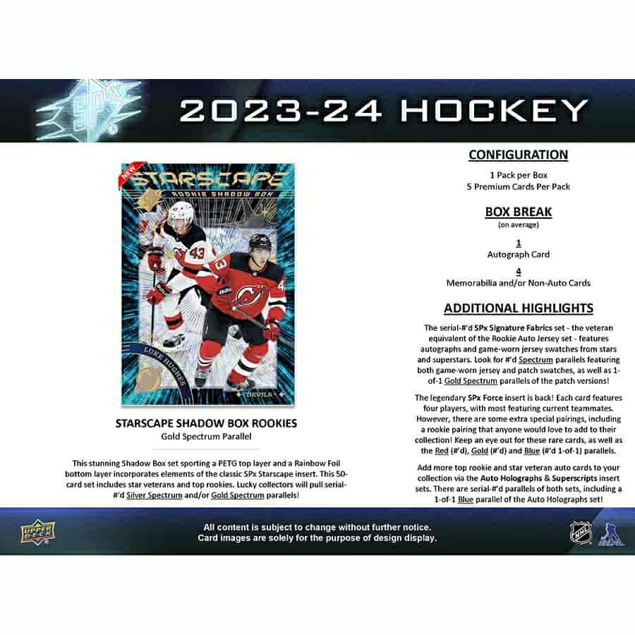 2023/24 Upper Deck SPx Hockey NHL Hobby Box - Taass outlet
