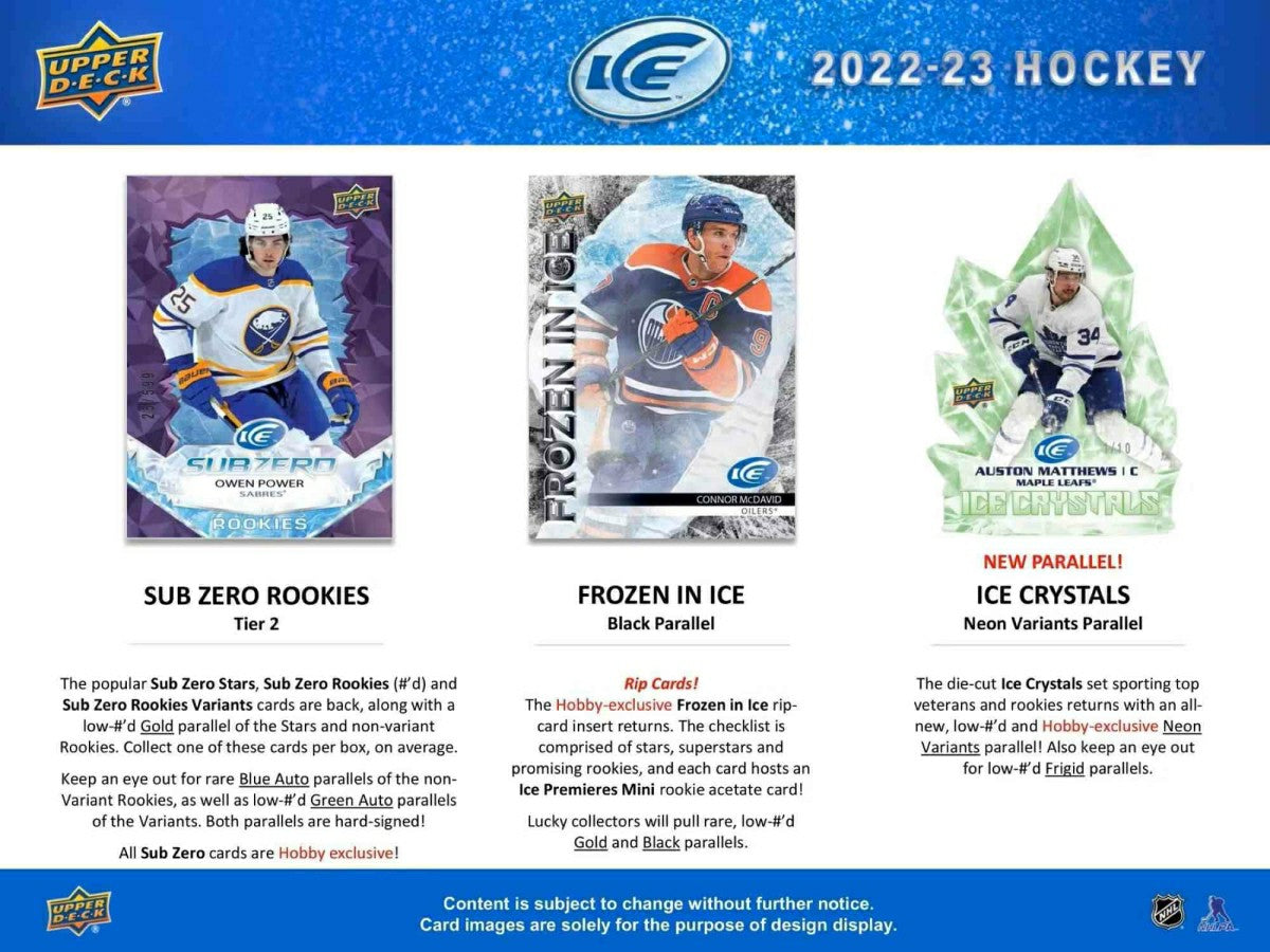 2022/23 Upper Deck Ice NHL Hockey Hobby Box - Taass sale