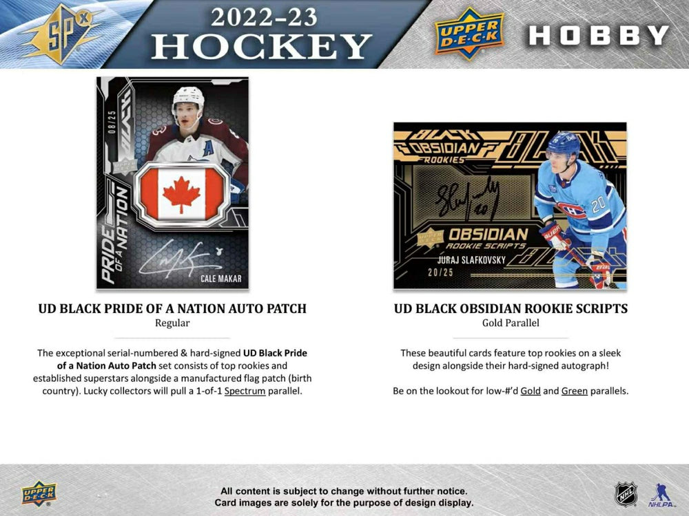 2022/23 Upper Deck SPx Hockey Hobby Box NHL - Taass on sale
