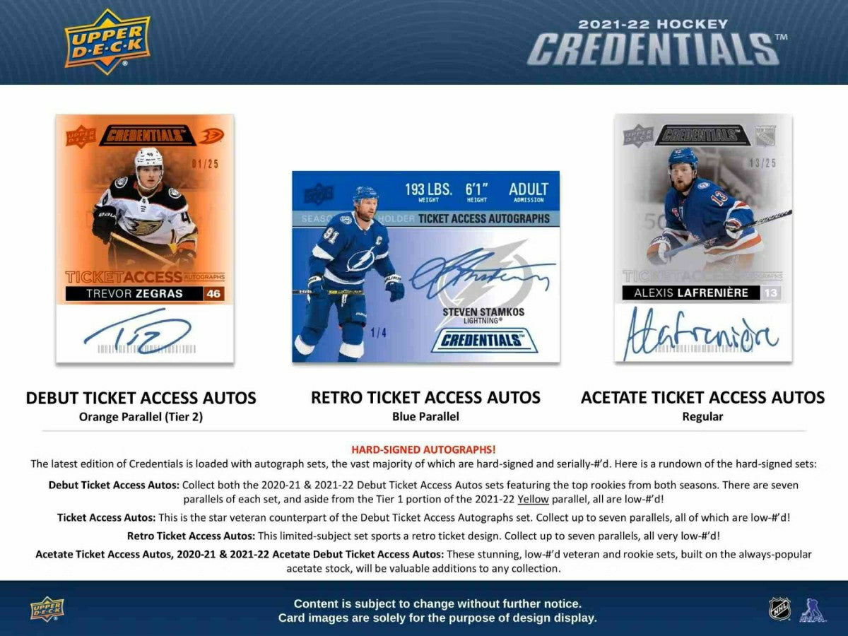 2021/22 Upper Deck Credentials NHL Hockey Hobby Box - Taass outlet