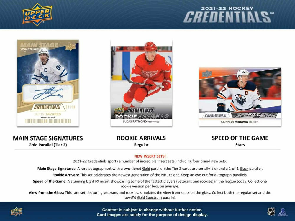 2021/22 Upper Deck Credentials NHL Hockey Hobby Box - Taass outlet