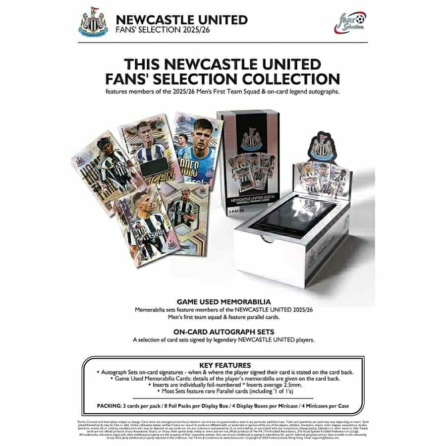 2025/26 Futera Newcastle United Fan's Selection Hobby Box - Taass sale