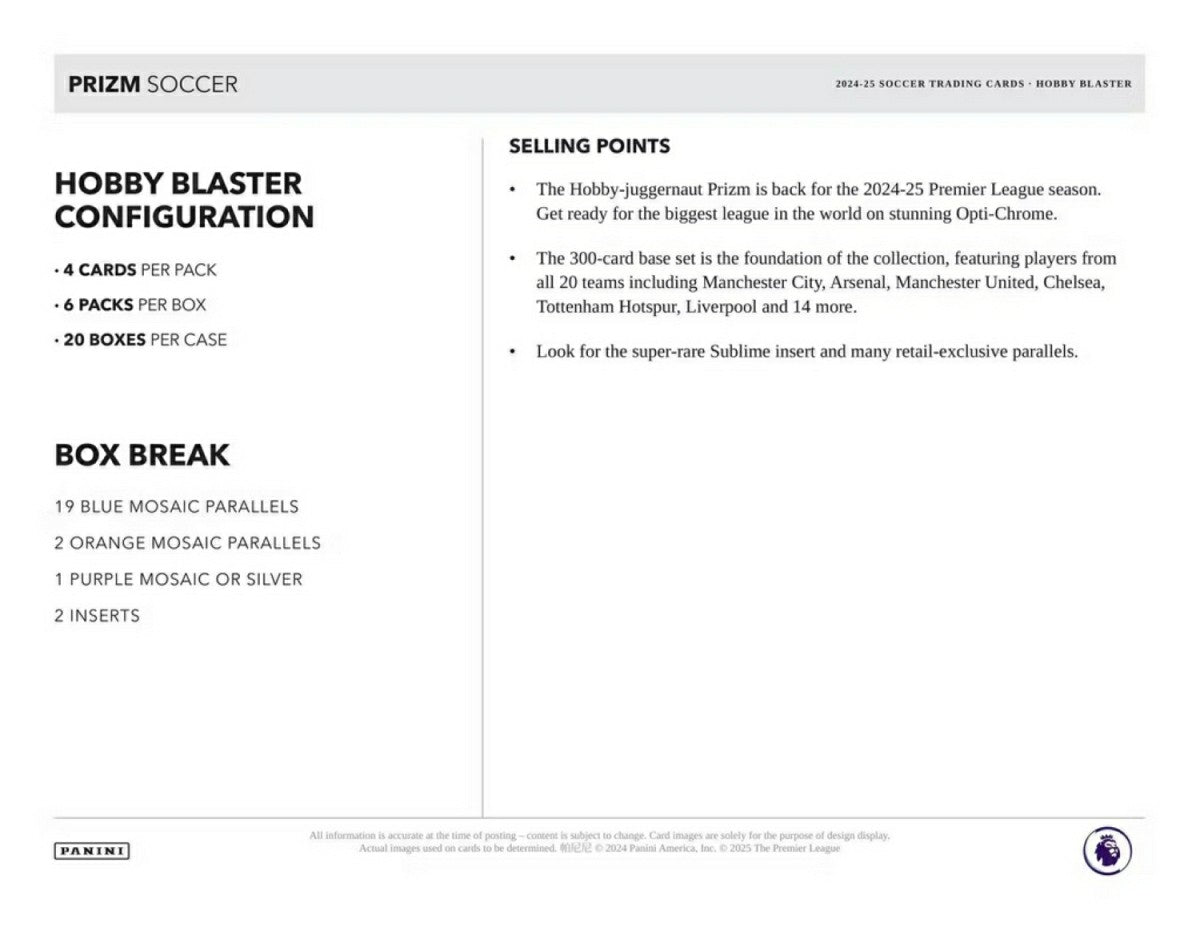 2024/25 Panini Prizm Premier League Soccer EPL Blaster Box - Taass sale