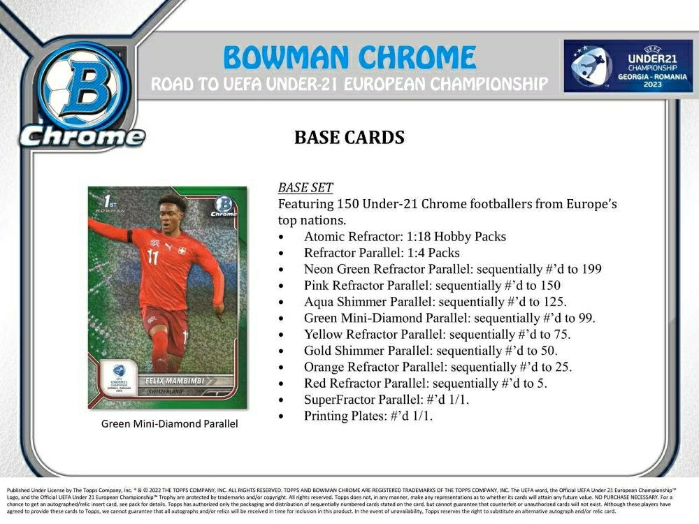 2022 Bowman Chrome Road to 2023 UEFA Under-21 European Championship Football Hobby Box - Taass outlet