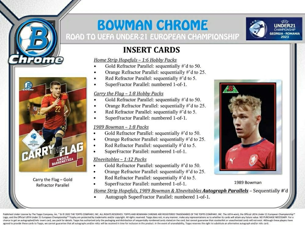2022 Bowman Chrome Road to 2023 UEFA Under-21 European Championship Football Hobby Box - Taass outlet