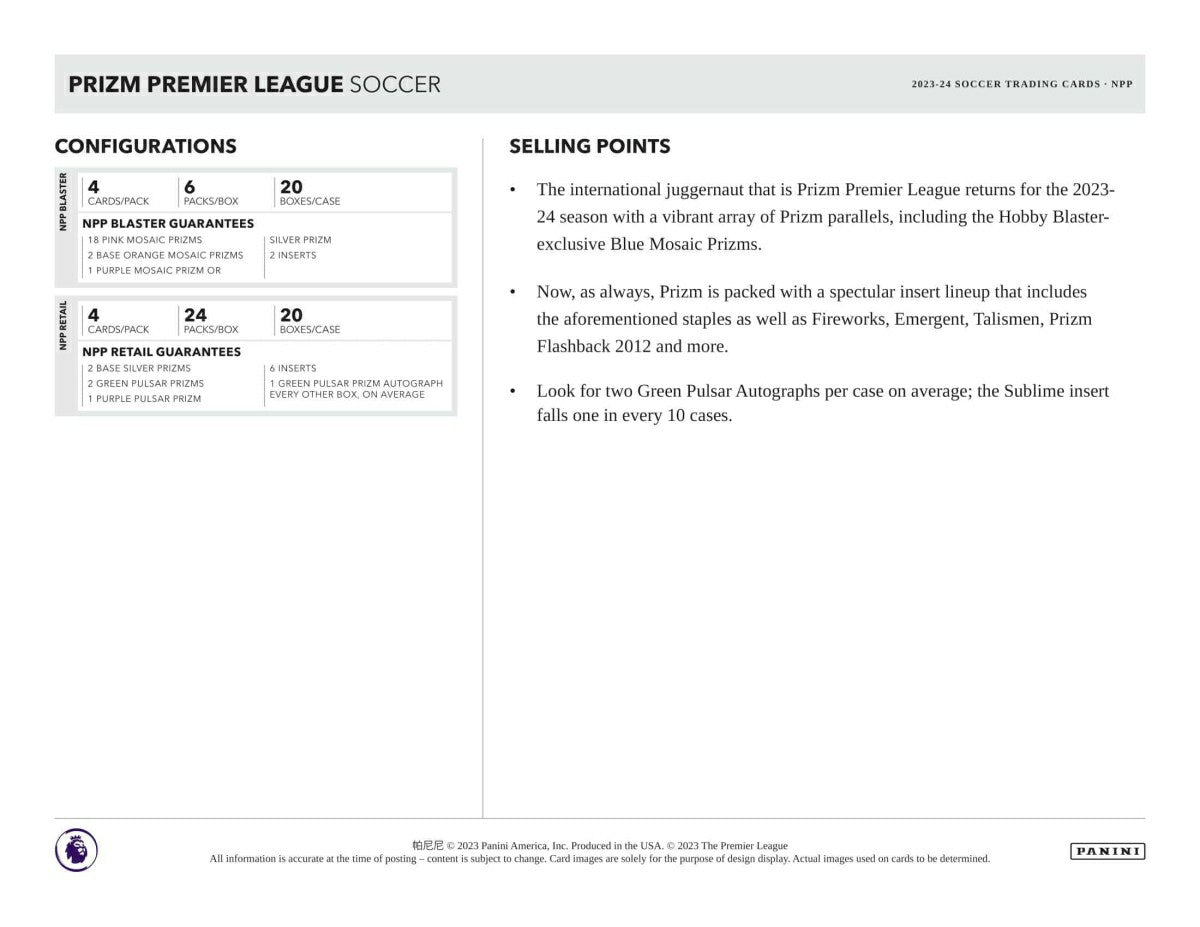 2023/24 Panini Prizm Premier League Soccer EPL Blaster Box - Taass Online