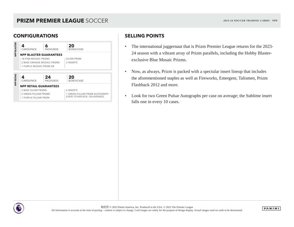 2023/24 Panini Prizm Premier League Soccer EPL Blaster Box - Taass Online