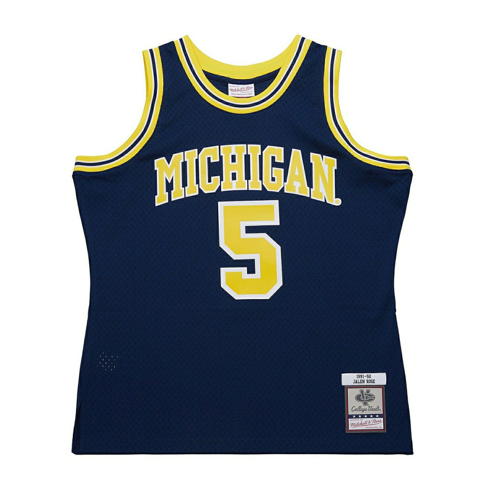 Jalen Rose #5 Michigan Wolverines 1991-92 Mitchell & Ness Swingman NCAA Jersey Navy - Taass on sale