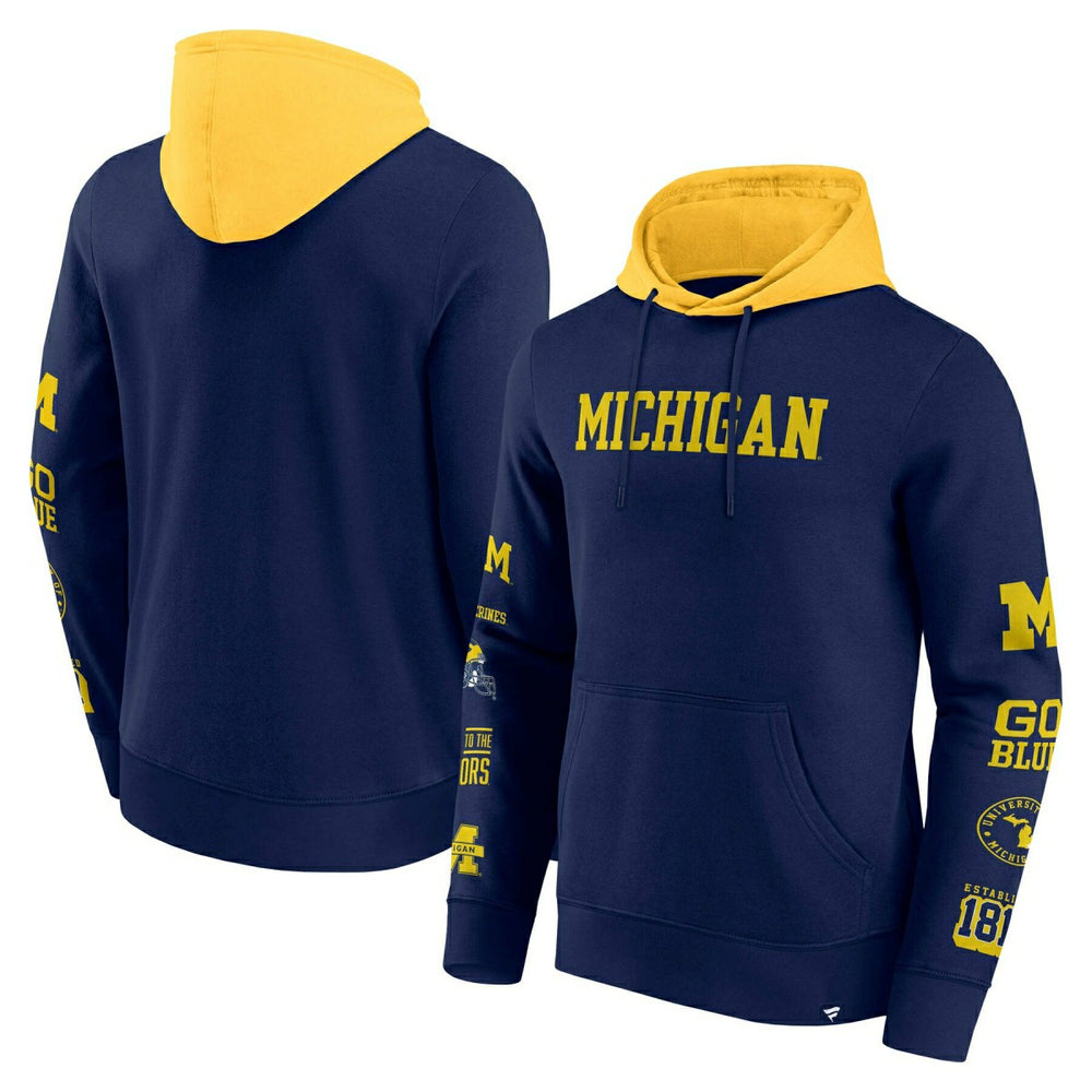 Michigan Wolverines Colorblock Badge NCAA Hoodie - Taass on sale
