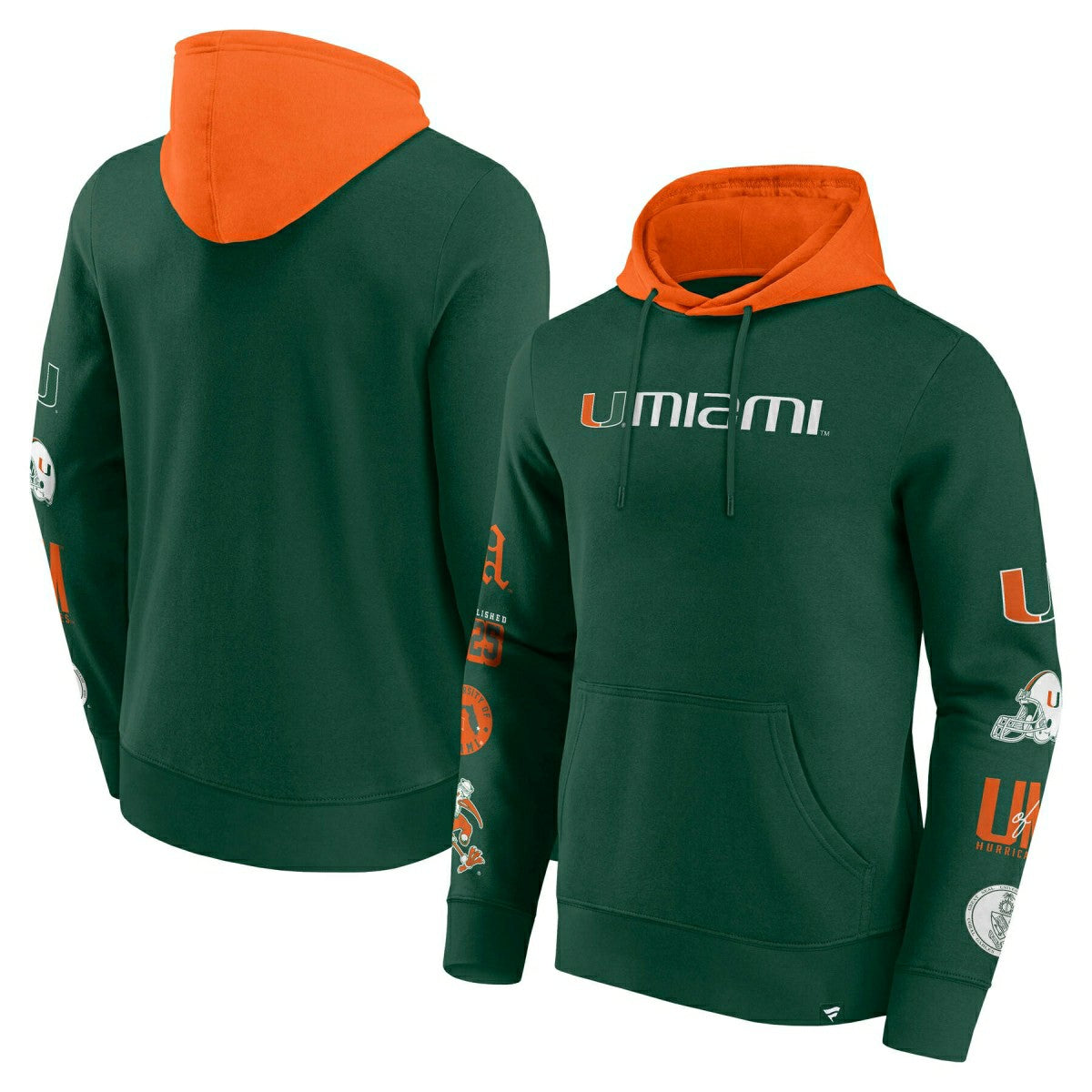 Miami Hurricanes Colorblock Badge NCAA Hoodie - Taass sale