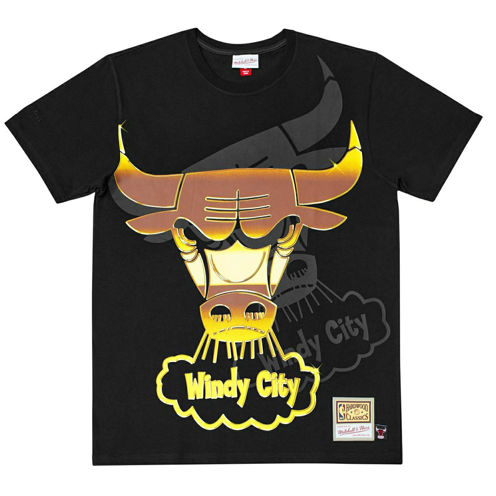 Chicago Bulls Big Face 4.0 Heavyweight Mitchell & Ness NBA T-Shirt Black - Taass sale