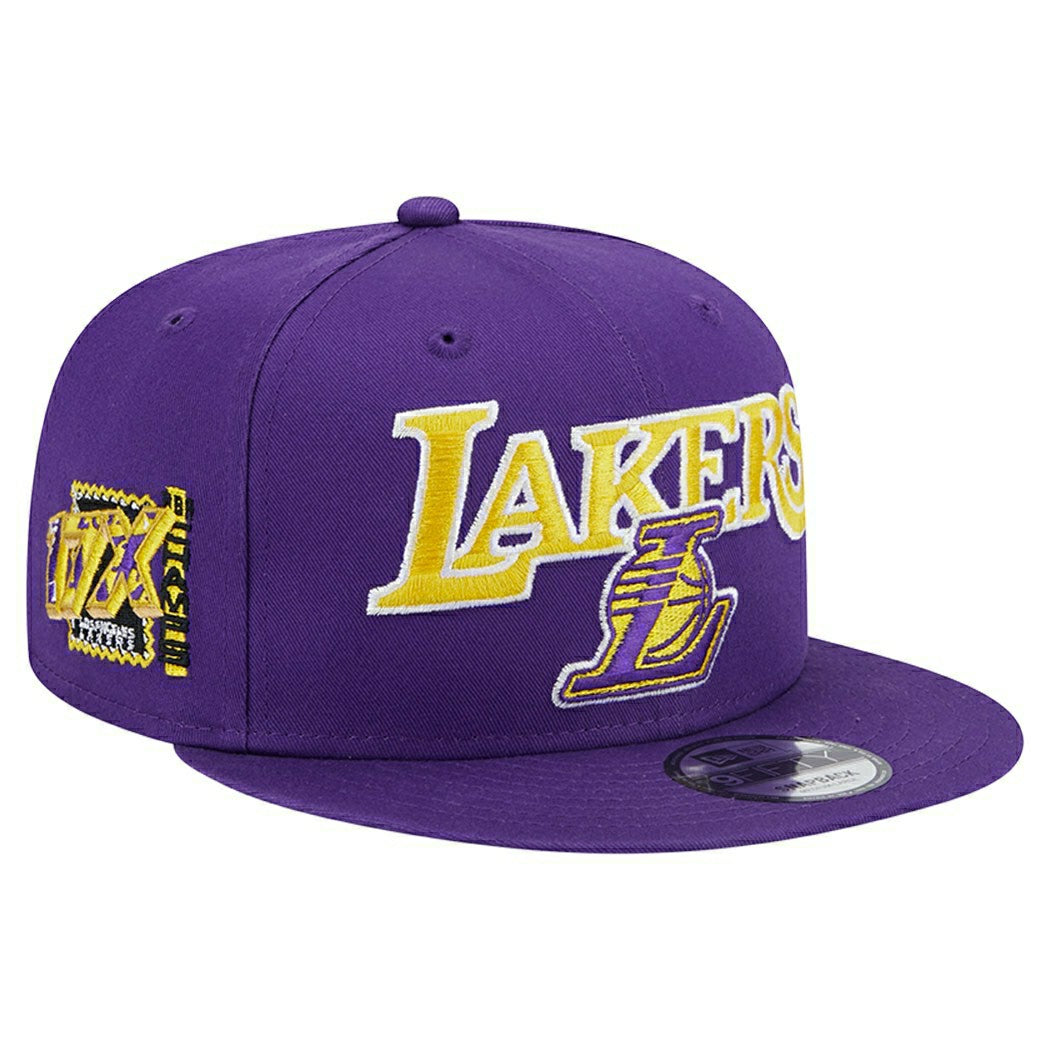 Los Angeles Lakers Side Patch New Era 9FIFTY Snapback NBA Cap Purple - Taass on sale