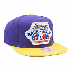 Los Angeles Lakers Back To Back Champions Mitchell & Ness Snapback NBA Cap - Taass on sale