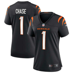 Ja'Marr Chase #1 Cincinnati Bengals Nike Game NFL Jersey Black (WOMEN'S) - Taass discount