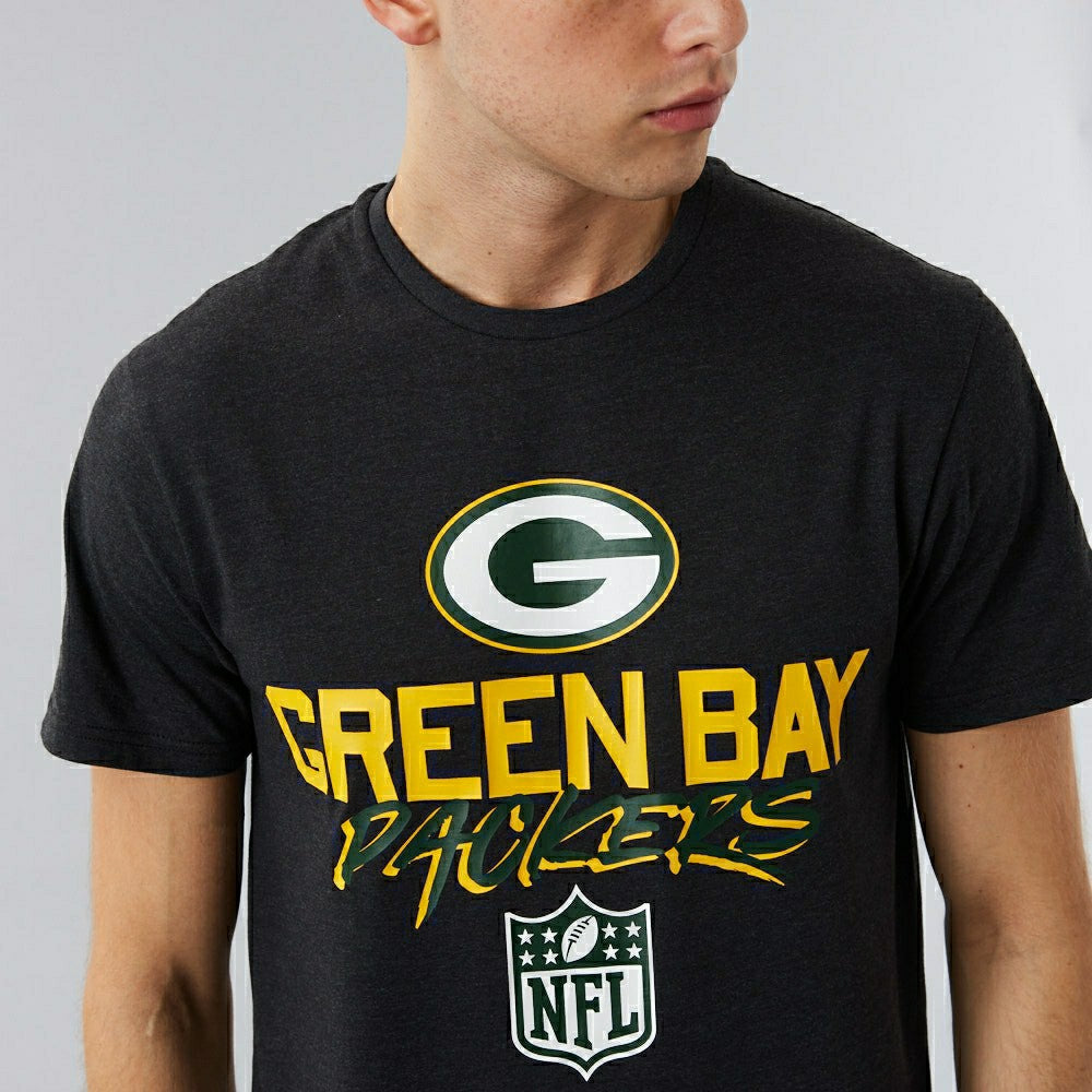Green Bay Packers Script New Era NFL T-Shirt Black - Taass for sale