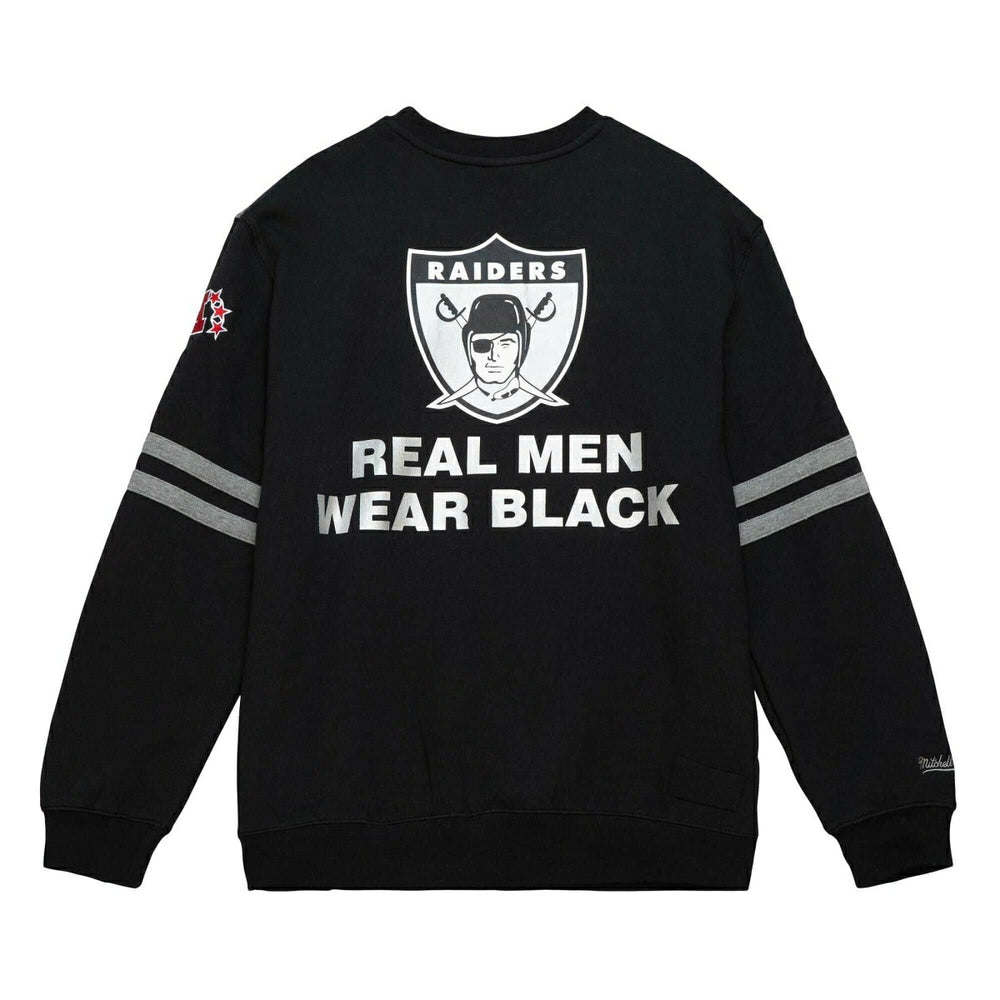 Oakland Raiders All Over 2.0 Mitchell & Ness NFL Crew Fleece Pullover - Taass for sale