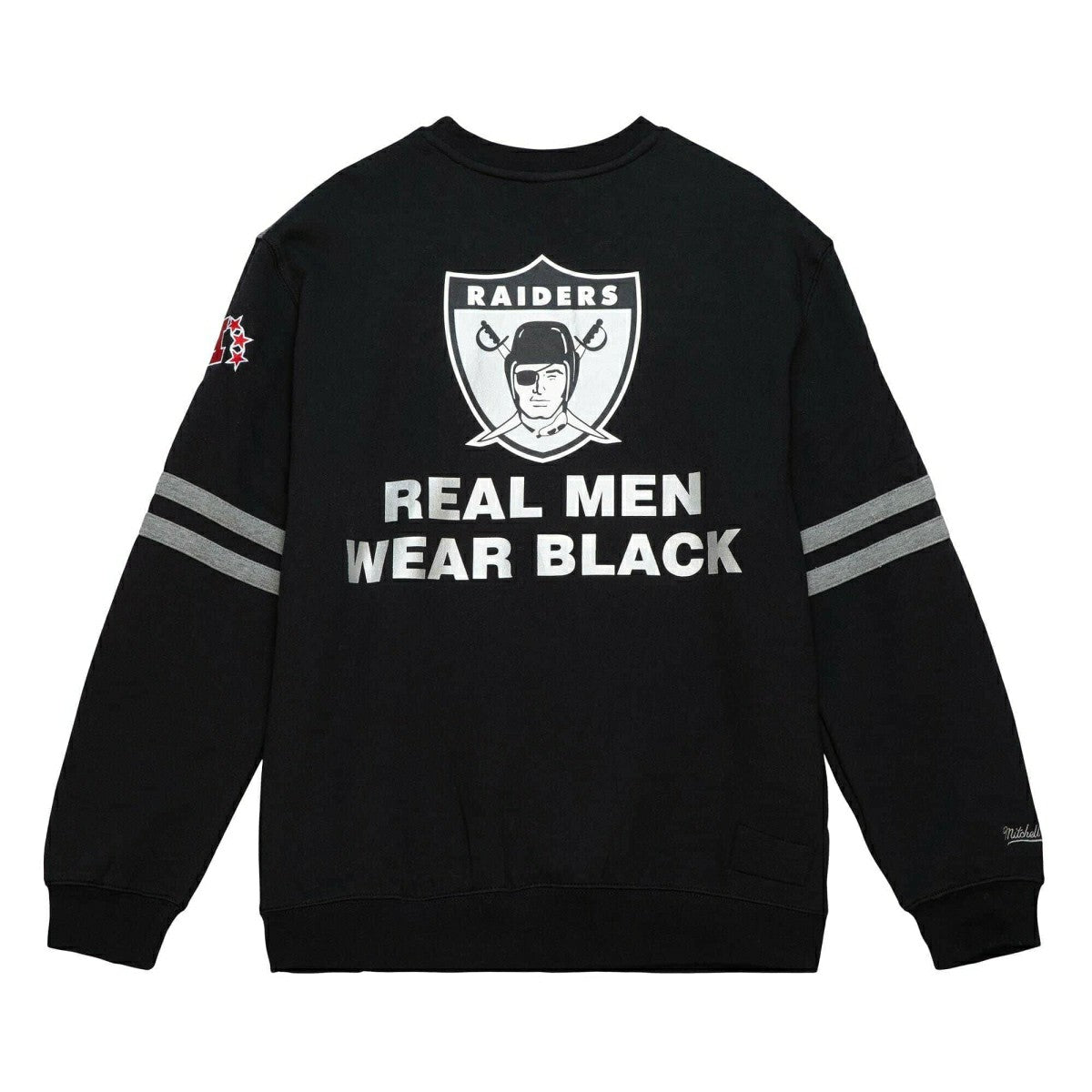 Oakland Raiders All Over 2.0 Mitchell & Ness NFL Crew Fleece Pullover - Taass for sale