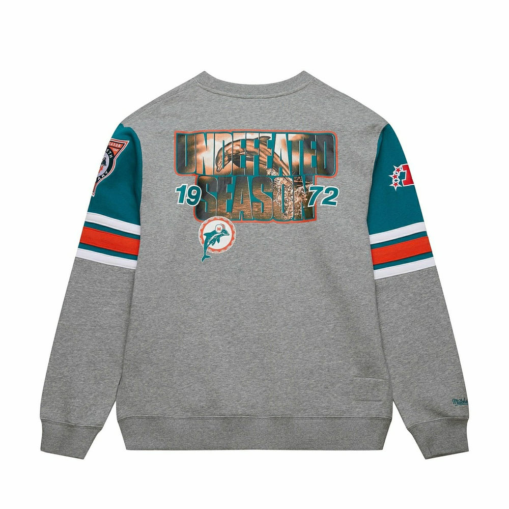 Miami Dolphins Mitchell & Ness All Over Crew 4.0 NFL Pullover Gray - Taass discount