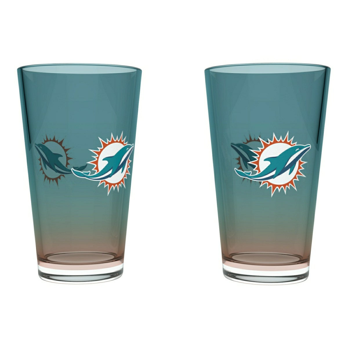 Miami Dolphins Team Color NFL Pint Glass Set (2-Piece) - Taass for sale