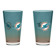 Miami Dolphins Team Color NFL Pint Glass Set (2-Piece) - Taass for sale