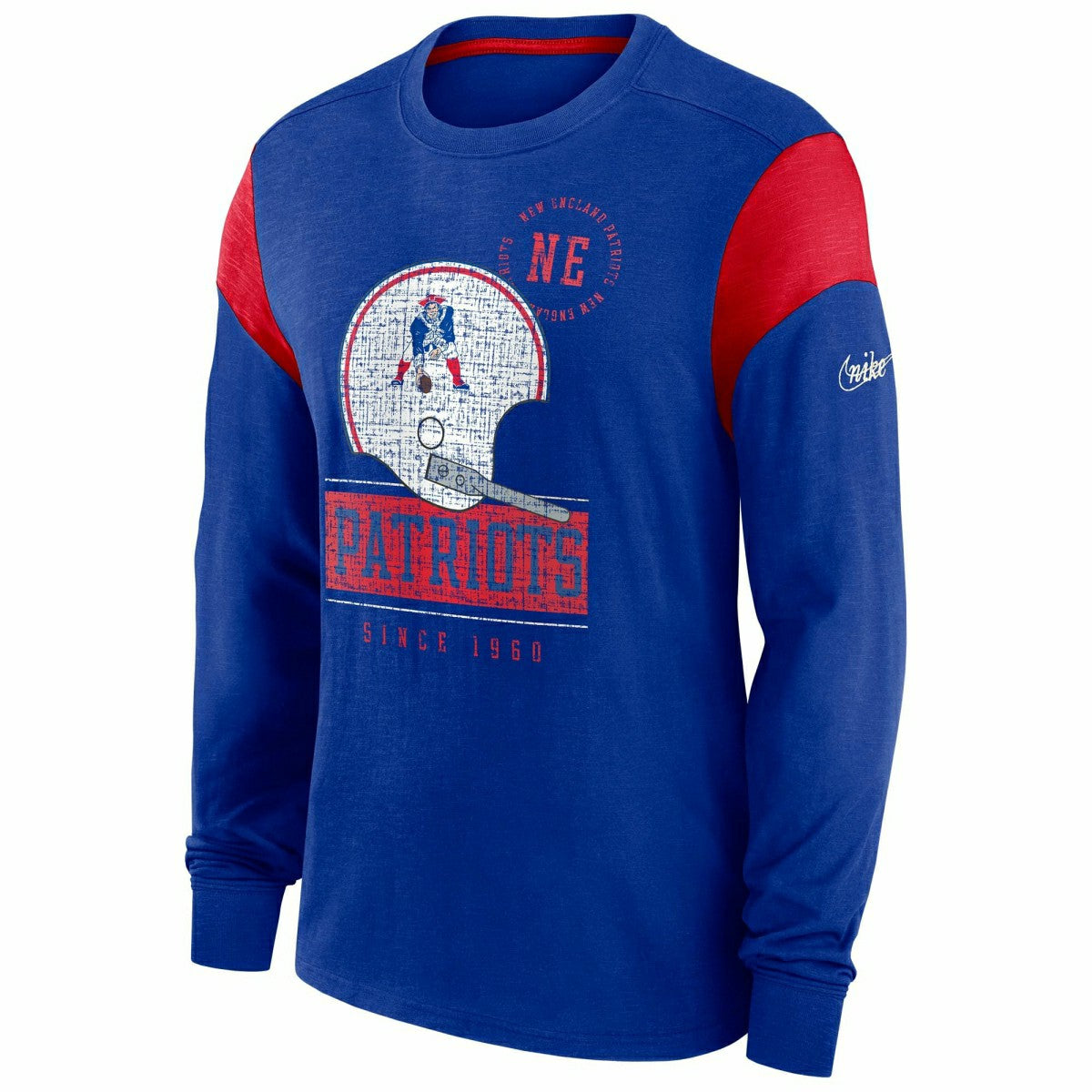 New England Patriots NFL Historic Nike Slub Long Sleeve Shirt Blue - Taass Online